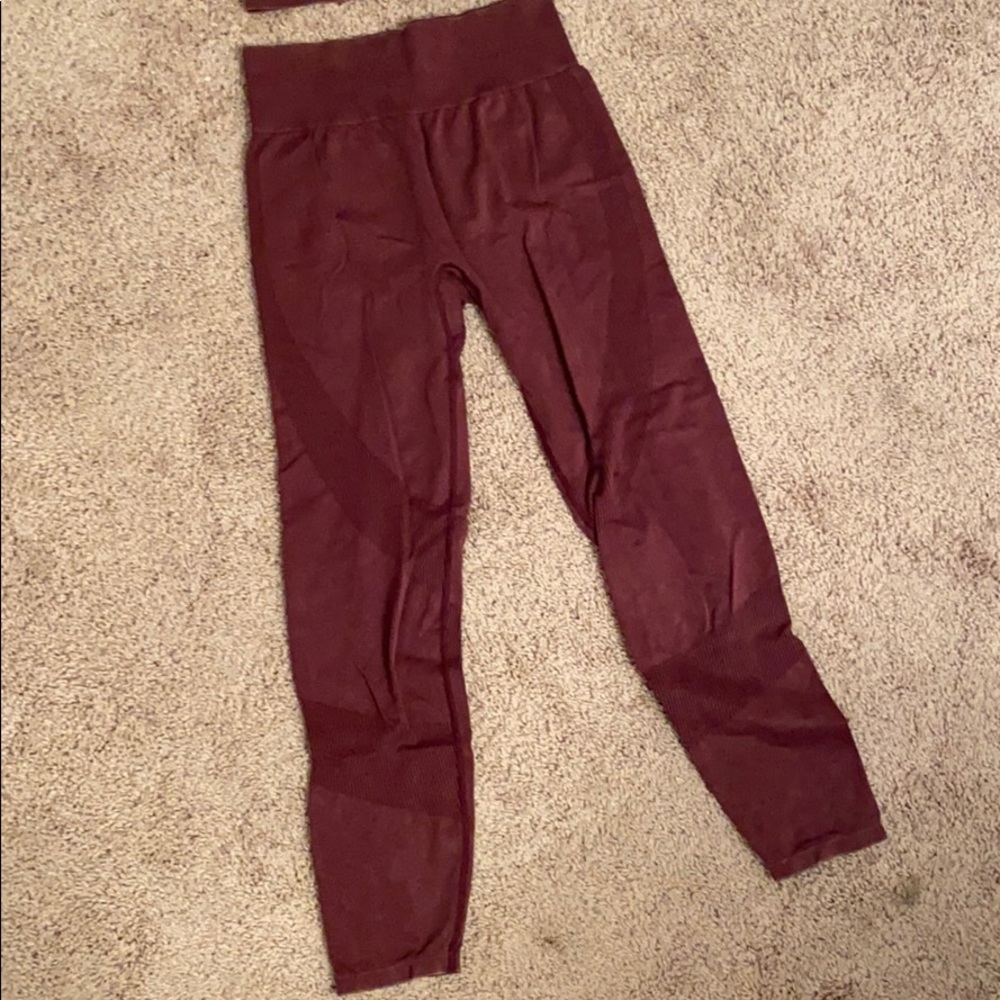 Maroon/burgundy Seamless Workout Tights/Leggings